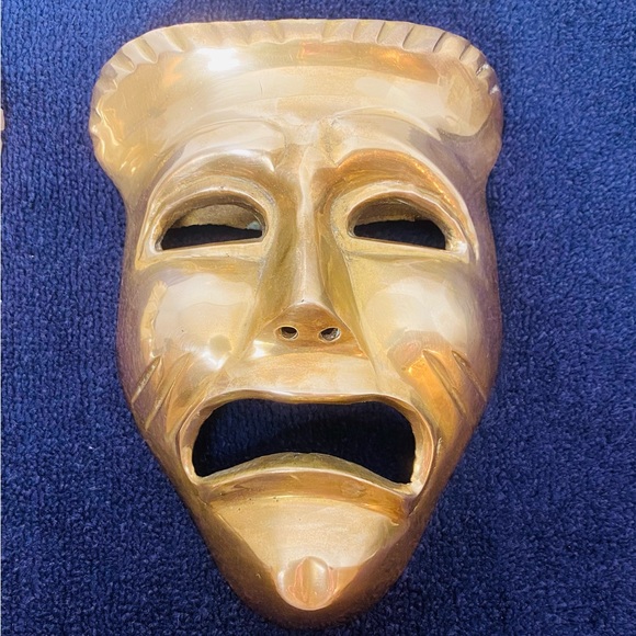 Vintage Solid Brass Comedy Masks wall hanger made India. - Picture 4 of 5